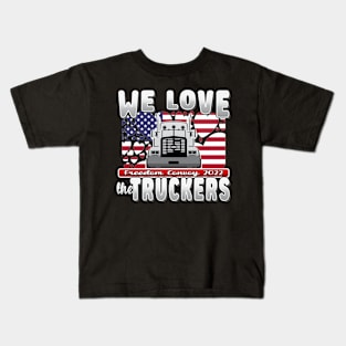 SUPPORT TRUCKERS - USA TRUCKERS FOR FREEDOM CONVOY USA FLAG - FREEDOM CONVOY 2022 -FLAG Kids T-Shirt